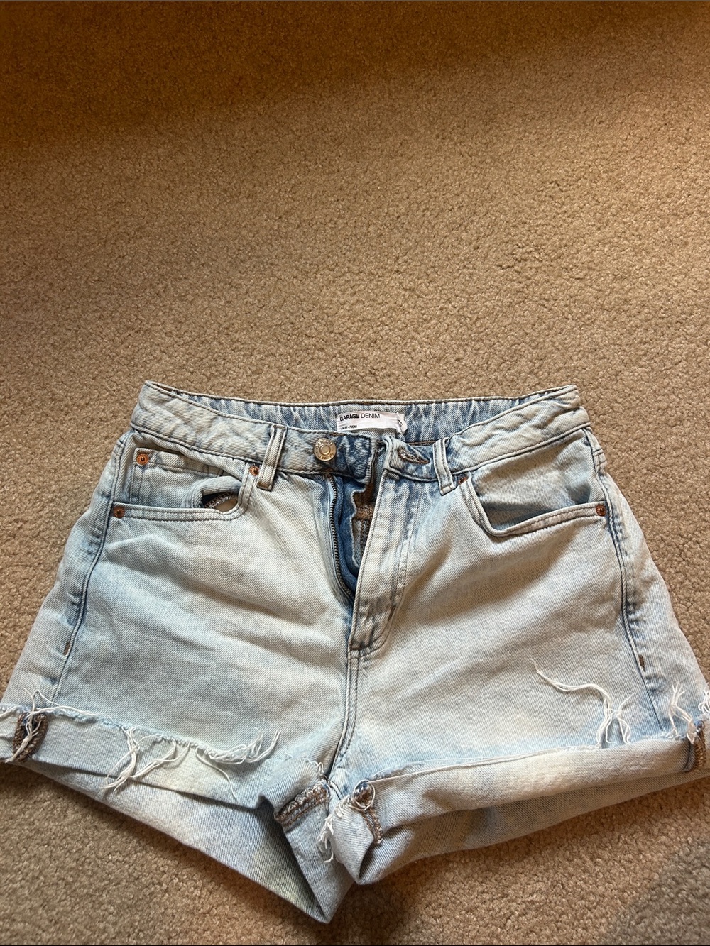 Garage Light Wash Distressed Jean Shorts